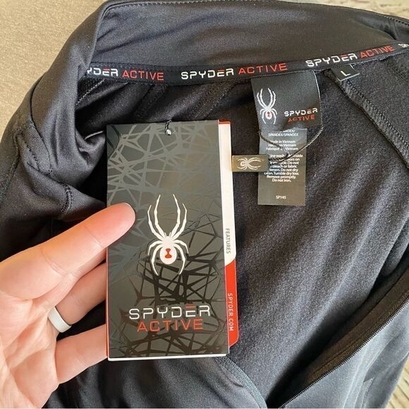 Spyder Half Zip Black Athletic Pullover Sweater Layering Large NWT - Picture 5 of 7